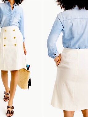 NWT J. Crew White Linen Sailor Skirt